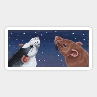 Roan Husky Rat and Silver Fawn Rat Stargazing Sticker